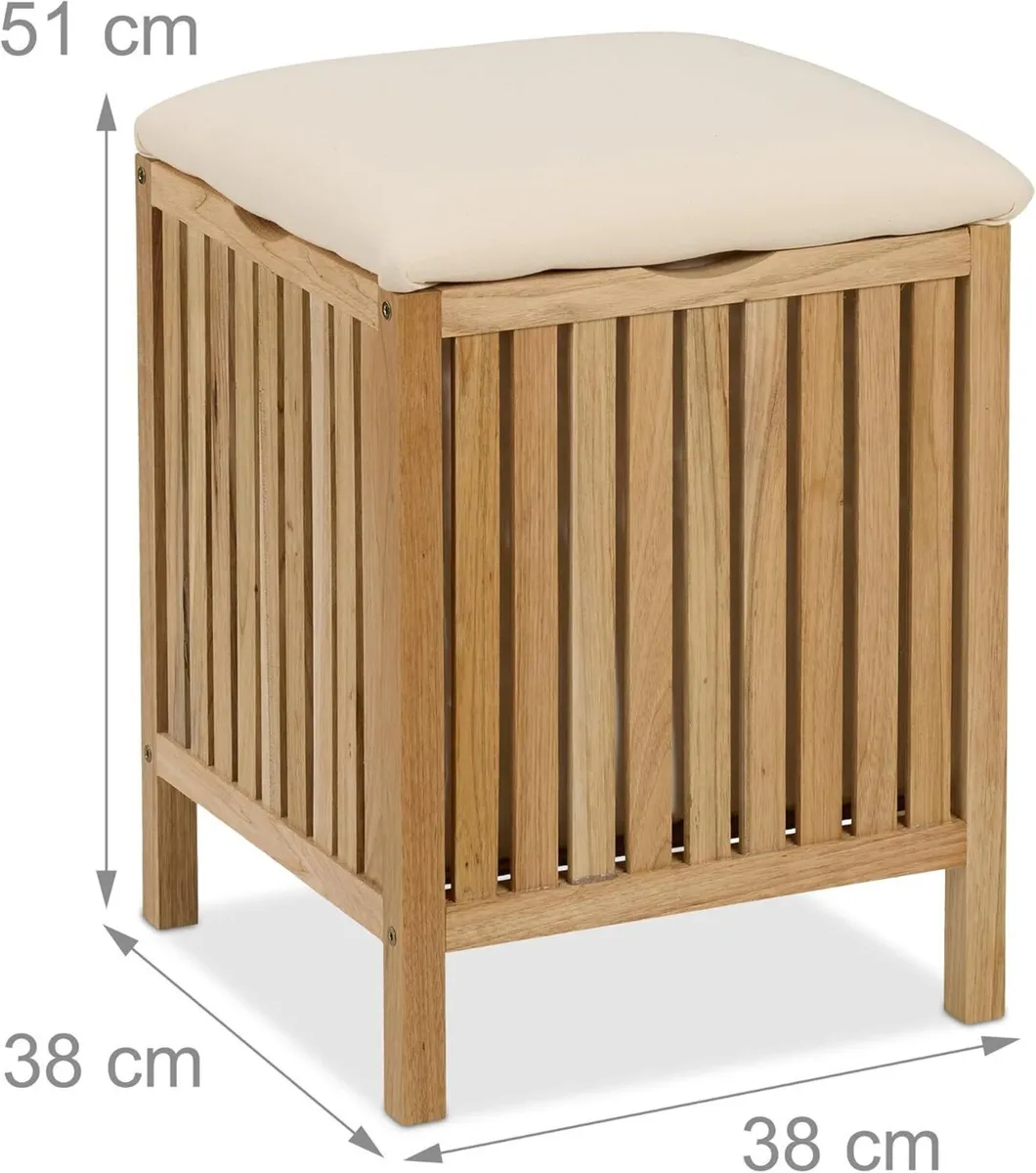 Laundry Hamper with Seat Bathroom Stool Storage - Image 3