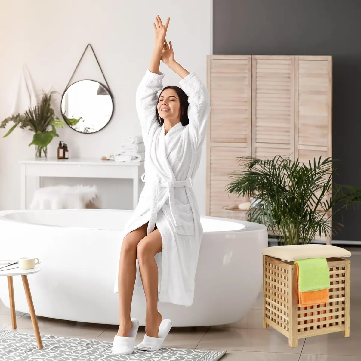 Laundry Basket with Seat Walnut 50x39x39 cm 45 l - Image 4