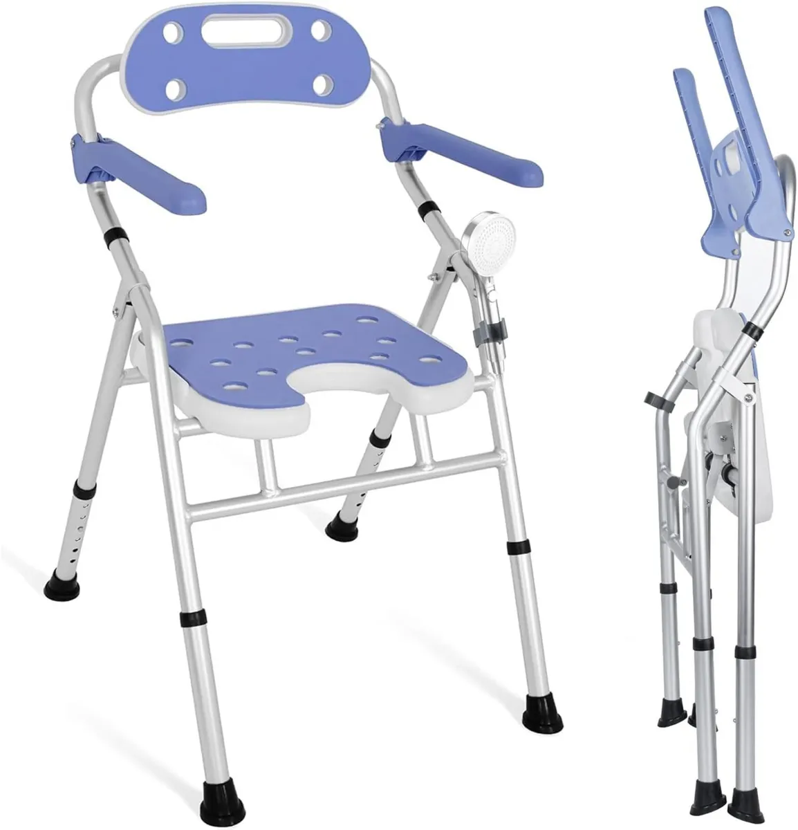 Foldable Shower Chair Bath Stool with Adjustable - Image 1