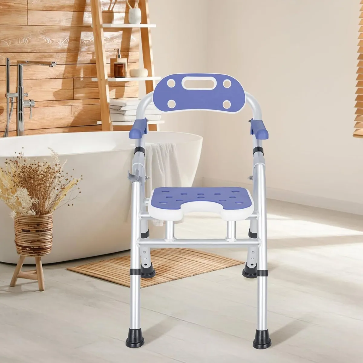 Foldable Shower Chair Bath Stool with Adjustable - Image 2