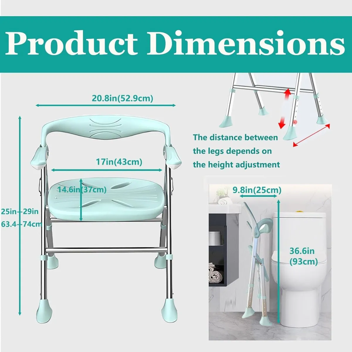 Folding Shower Seat for Elderly Chair with 330 lb - Image 2