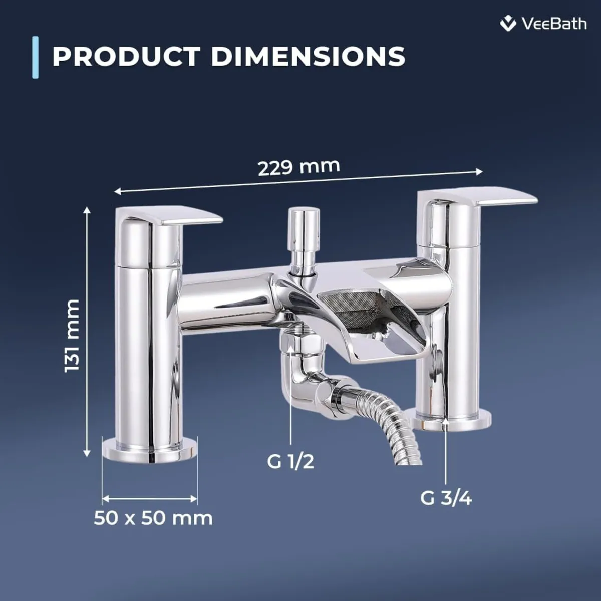 Stream Round Waterfall Bath Shower Mixer Tap – - Image 3