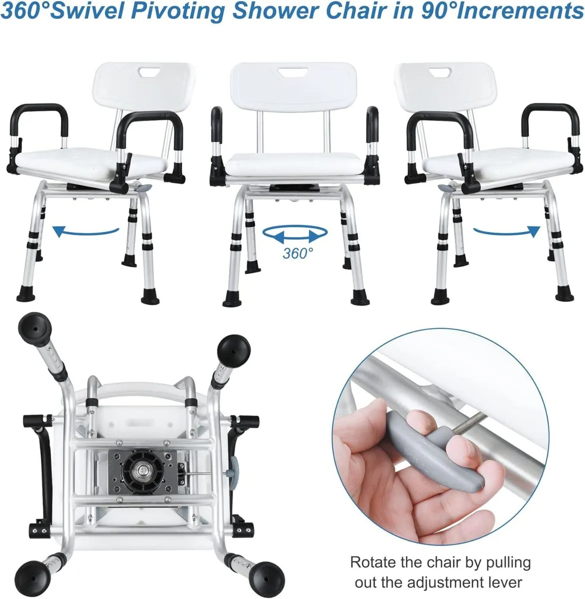 360degrees Swivel Shower Stool Height Adjustable - Image 3