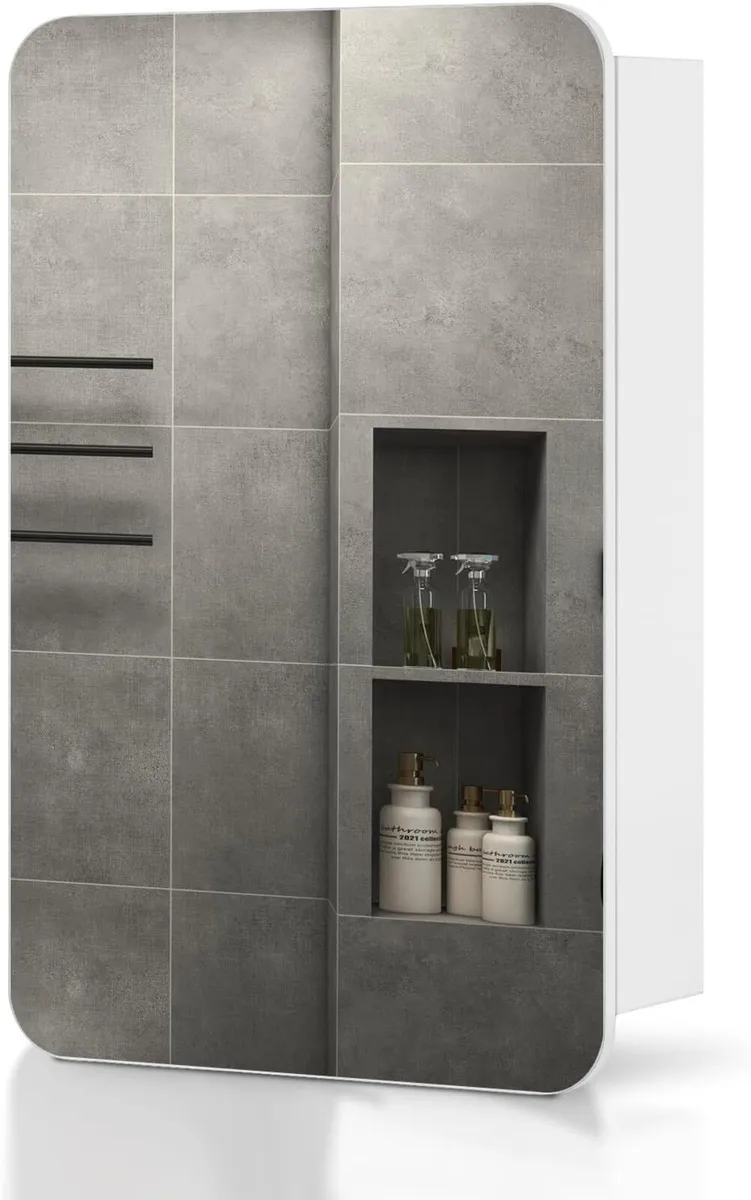Single Door Bathroom Mirror Cabinet 50 x 70cm - Image 1