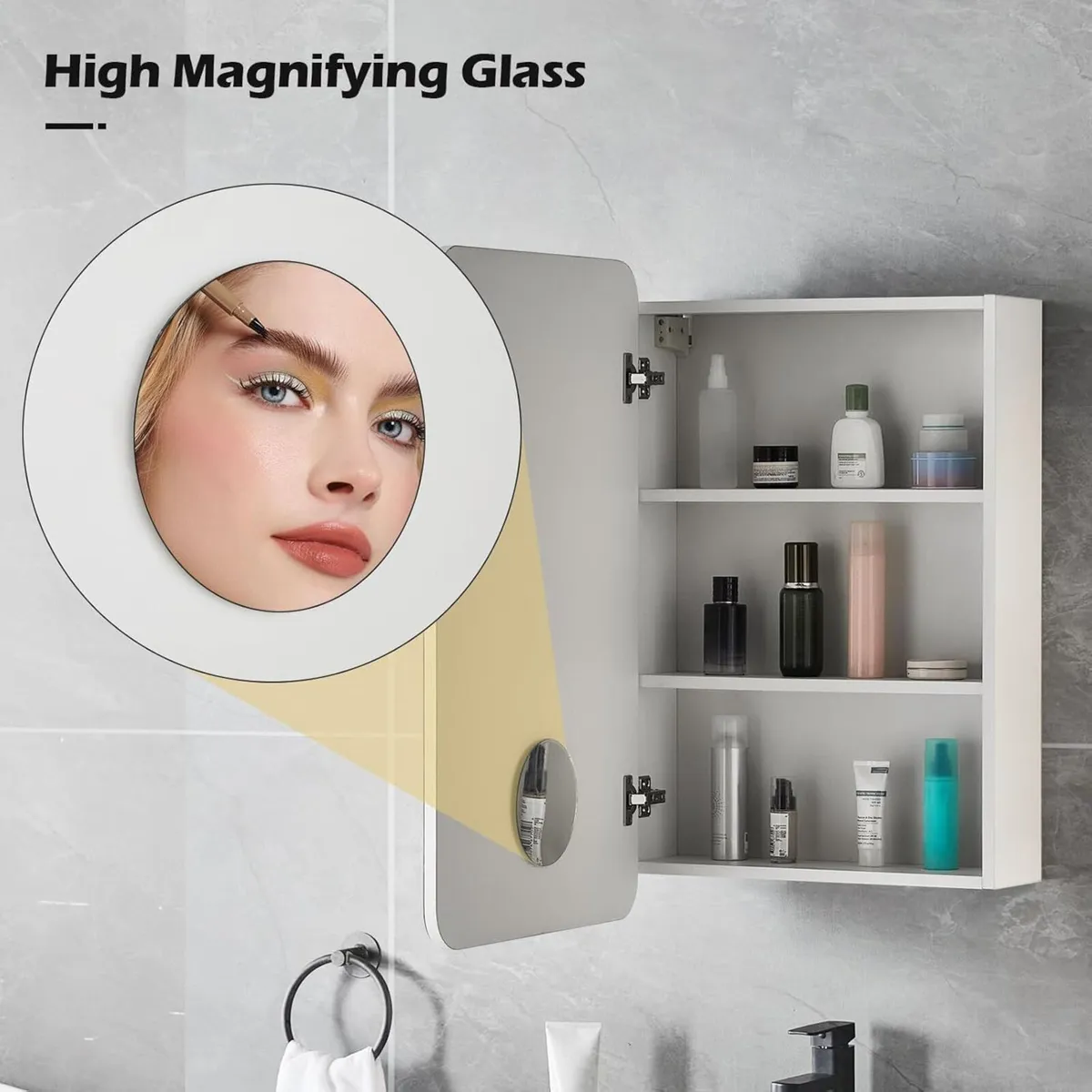 Single Door Bathroom Mirror Cabinet 50 x 70cm - Image 4