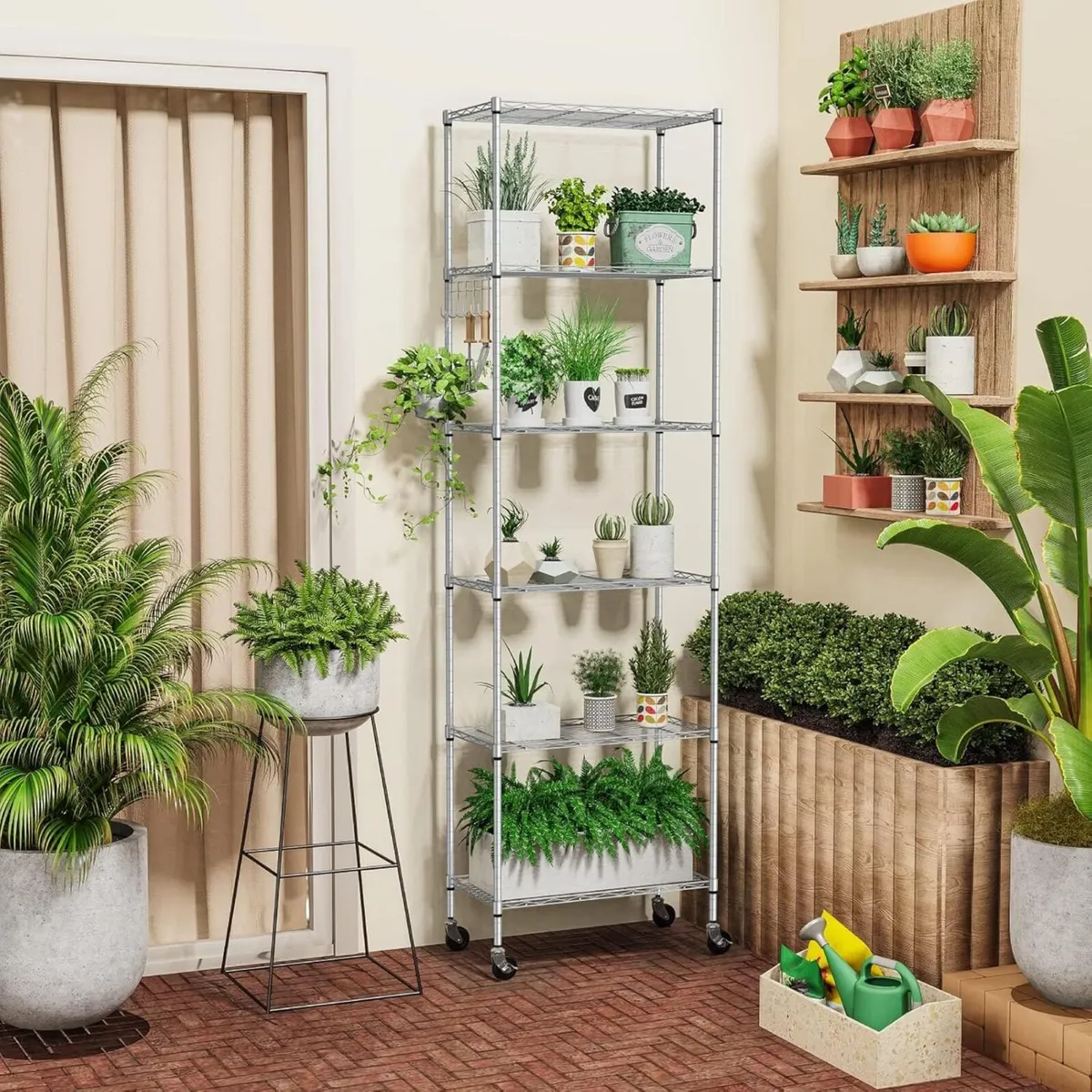 6-Tier Wire Shelving Unit with Wheels Height - Image 4