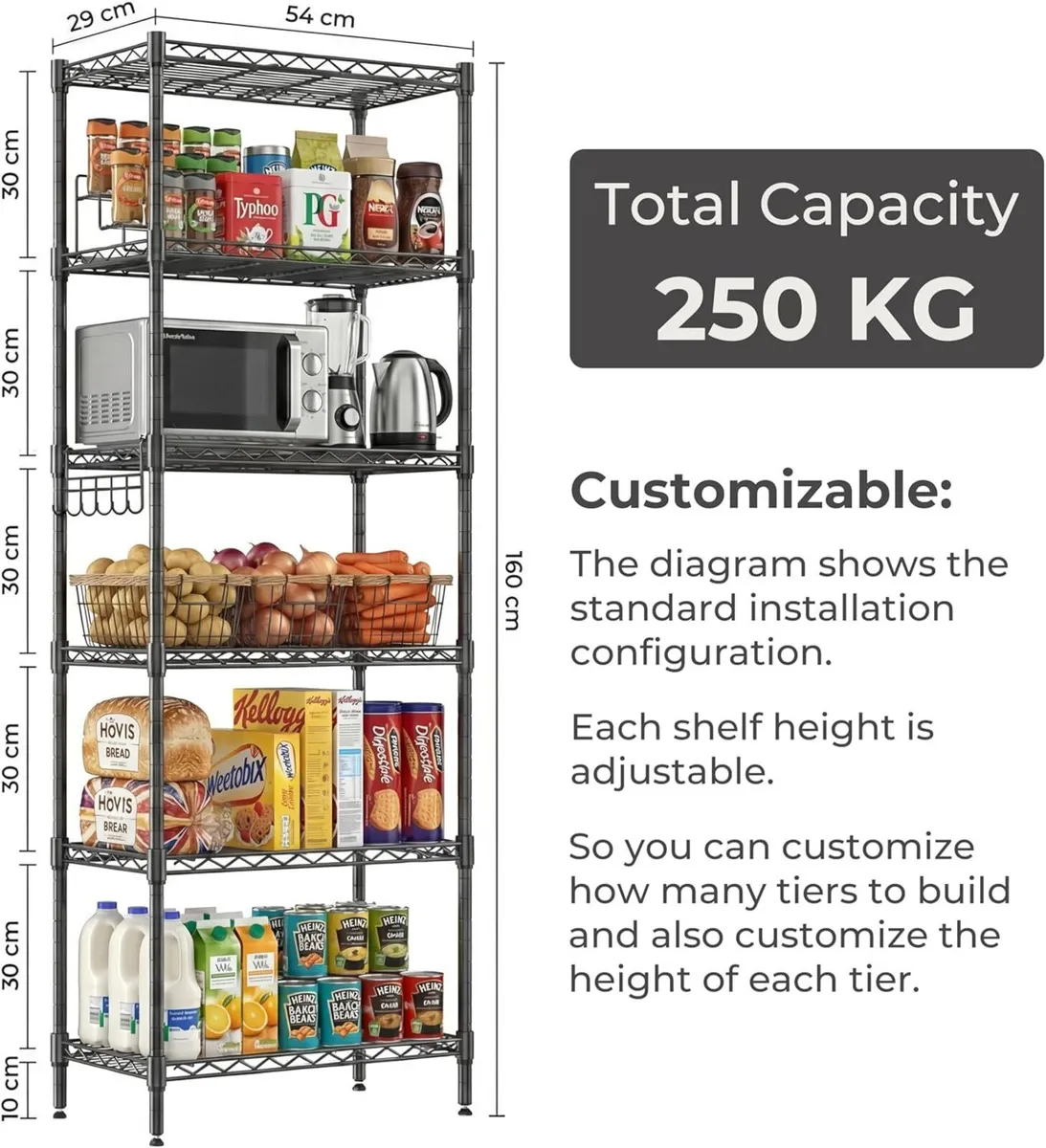 6-Tier Wire Shelving Unit Metal Free Standing - Image 3