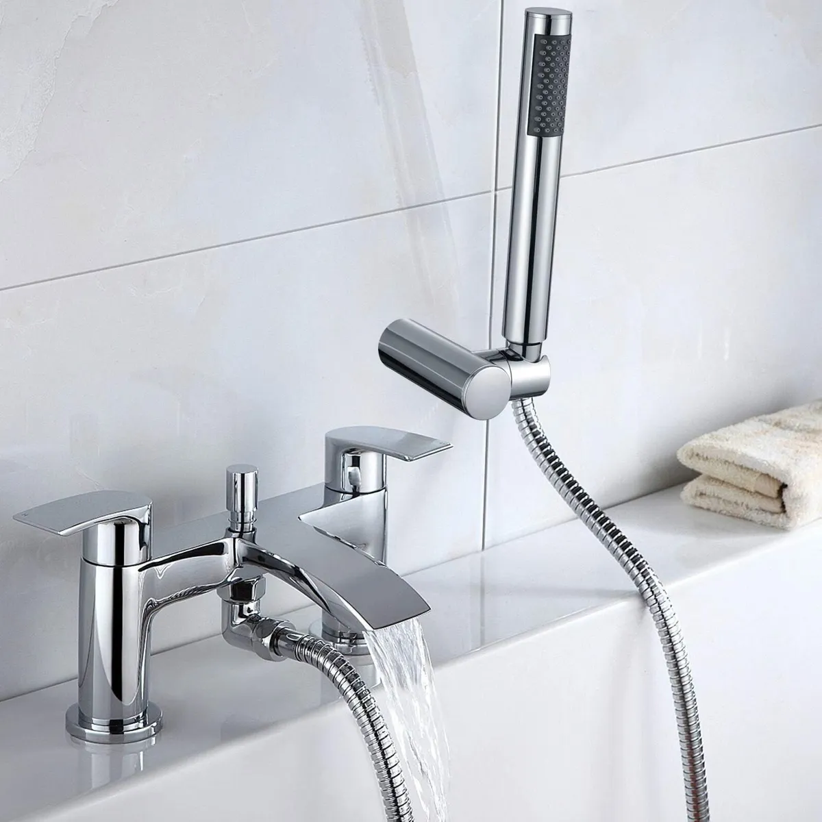 Bath Mixer Taps Waterfall with Handheld Shower - Image 4