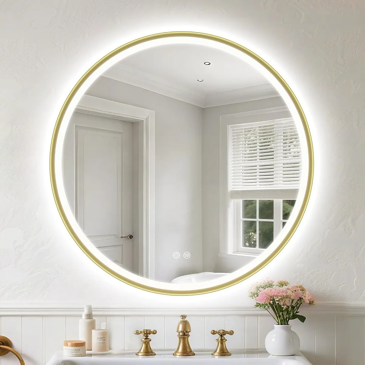 Round Bathroom Mirror with Lights 600mm Illuminate - Image 1