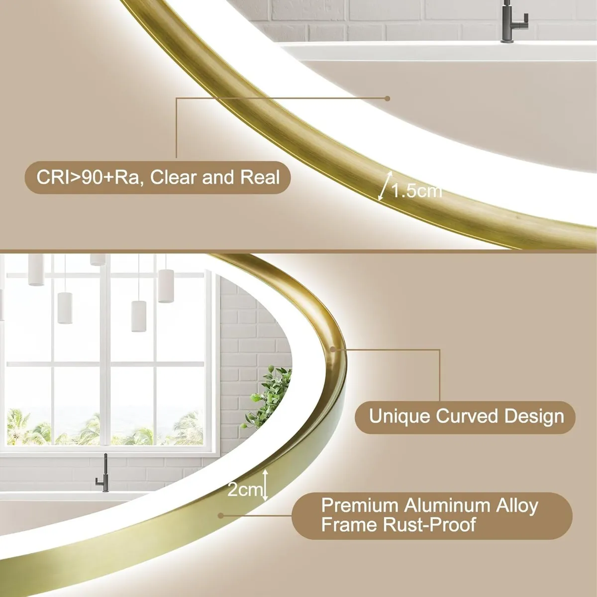 Round Bathroom Mirror with Lights 600mm Illuminate - Image 2