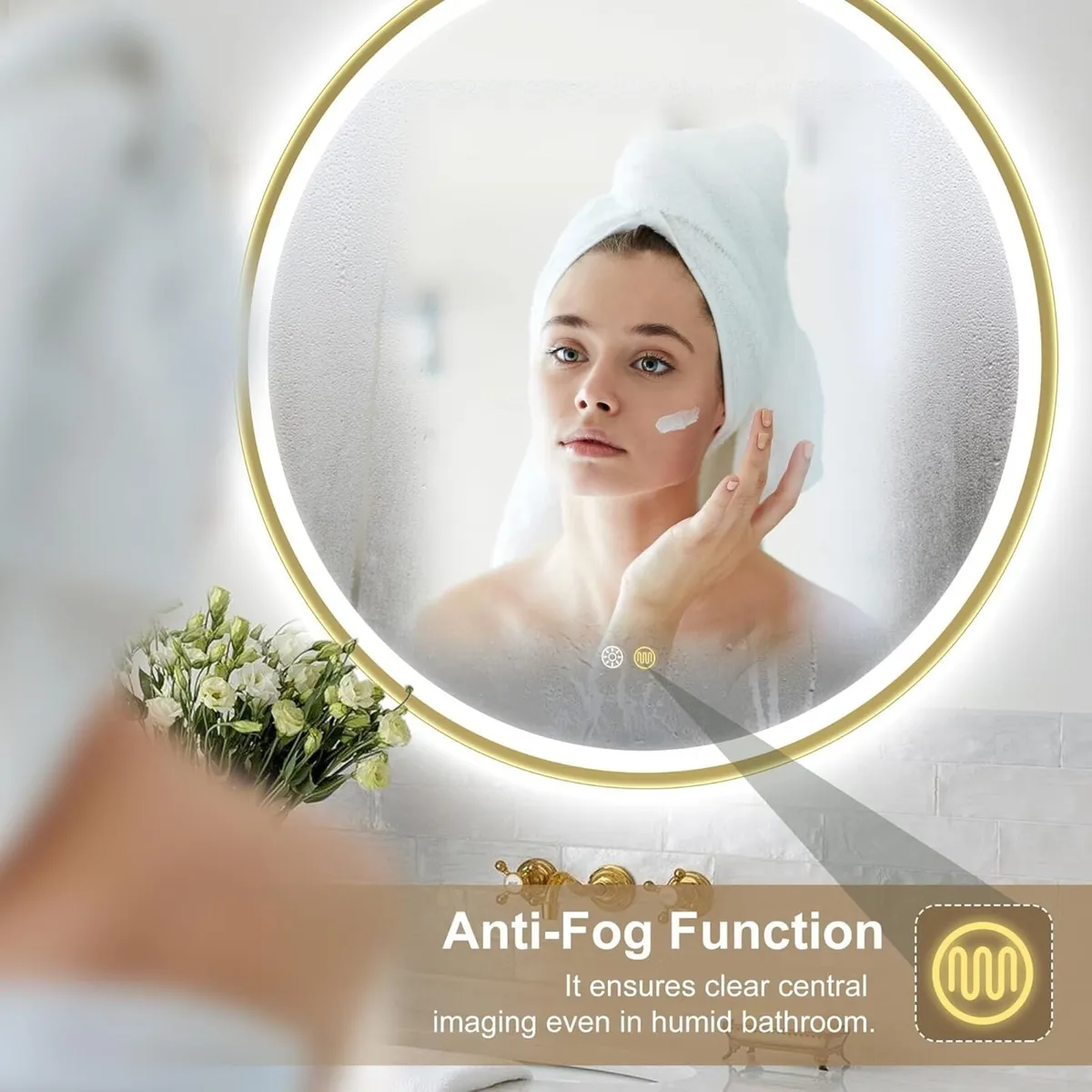 Round Bathroom Mirror with Lights 600mm Illuminate - Image 4