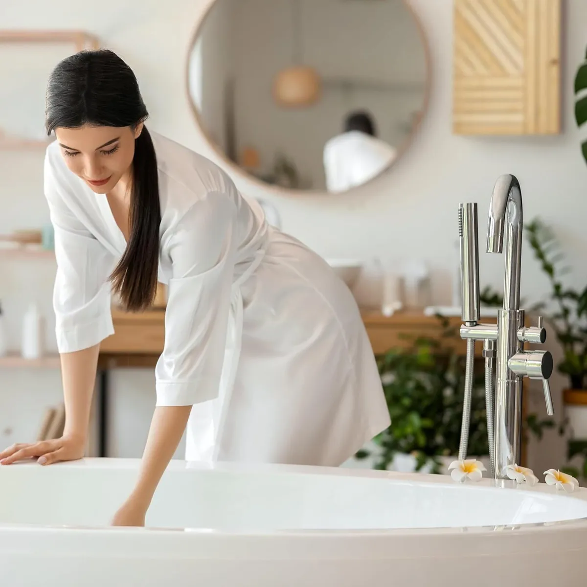 Bathroom Cabinet Wall Mounted Wooden Bamboo - Image 4