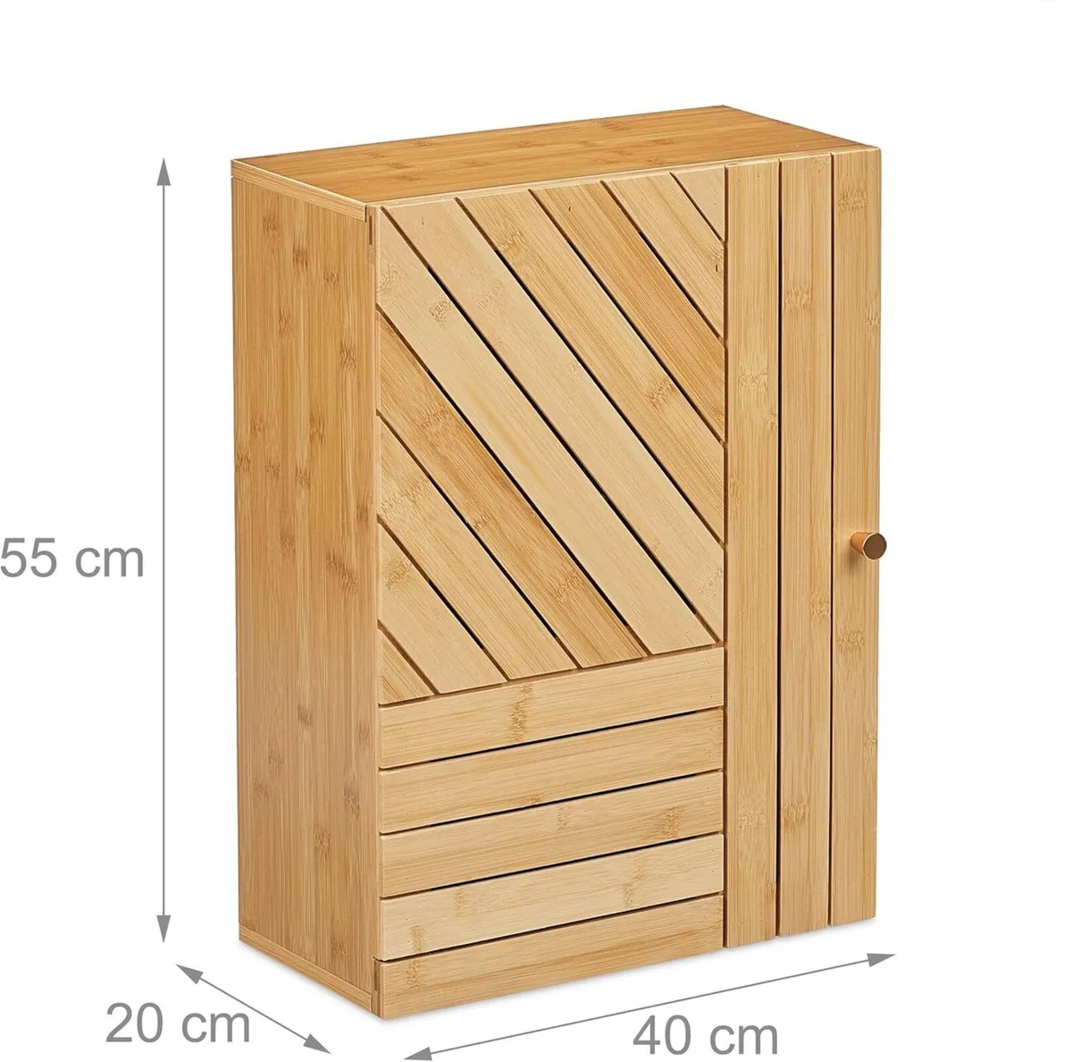 Bathroom Cabinet Wall Mounted Wooden Bamboo - Image 3