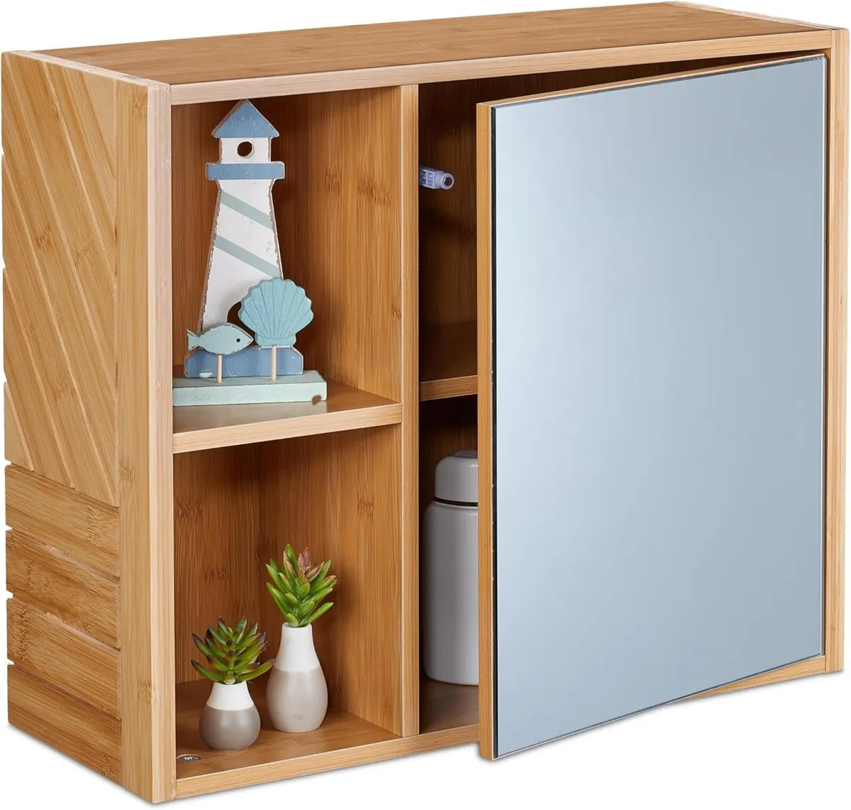Mirror Bathroom Cabinet 2 Open Compartments - Image 1