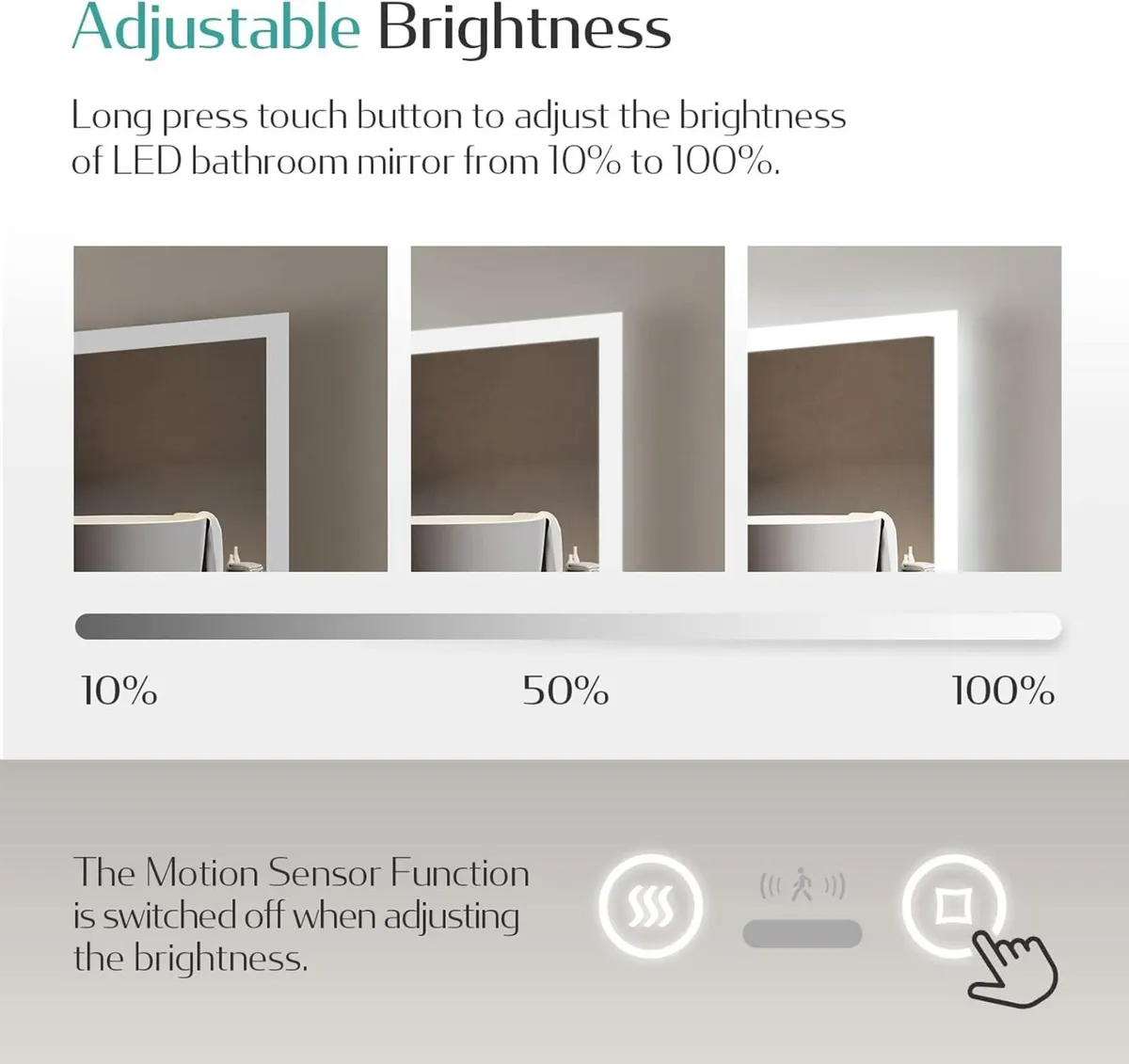 Bathroom LED Mirror with Motion Sensor Switch - - Image 4