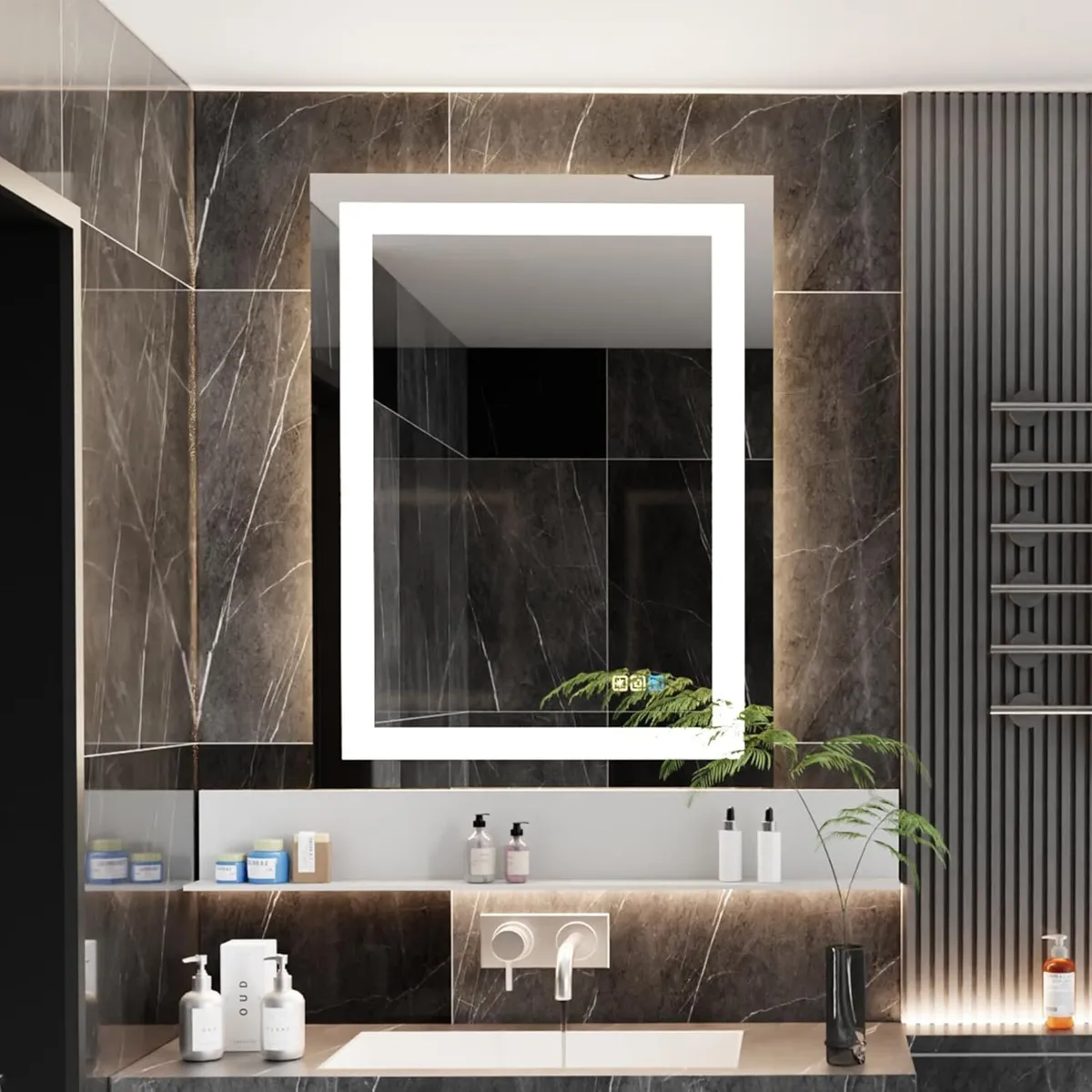 60 x 80cm LED Mirror Rectangular Smart Bathroom - Image 1