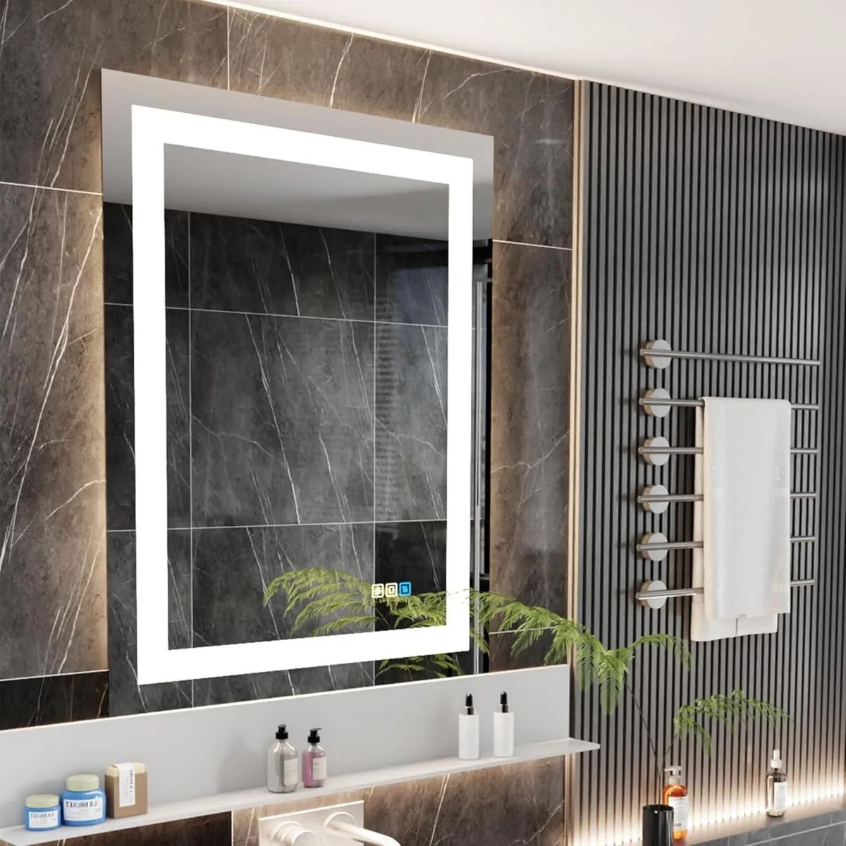 60 x 80cm LED Mirror Rectangular Smart Bathroom - Image 2