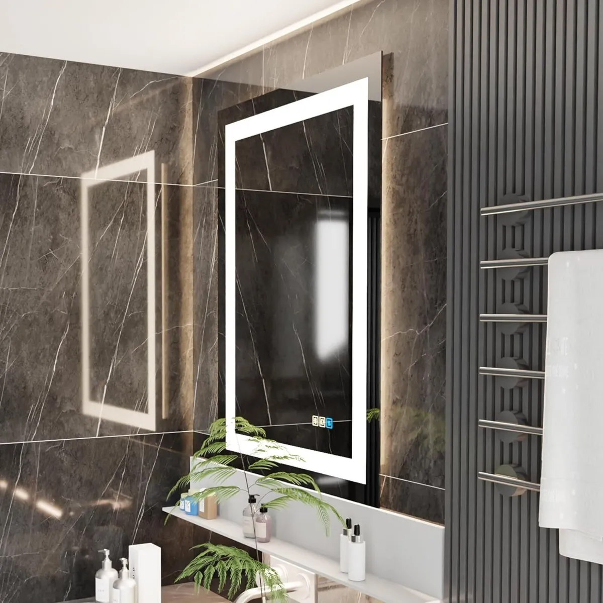 60 x 80cm LED Mirror Rectangular Smart Bathroom - Image 3