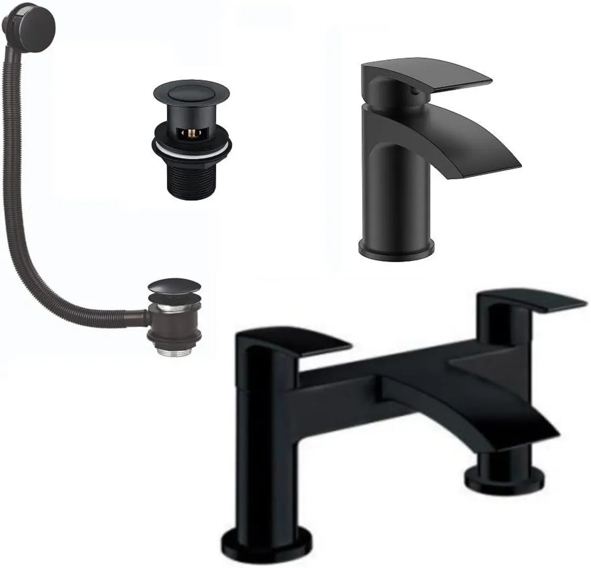 Noir Bathroom Tap Matt Black Pack Complete Basin