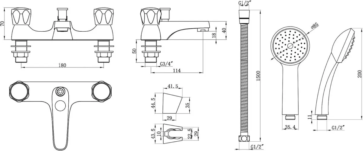 Quest BBT0256 Chrome Bath Shower Mixer Taps - Image 2