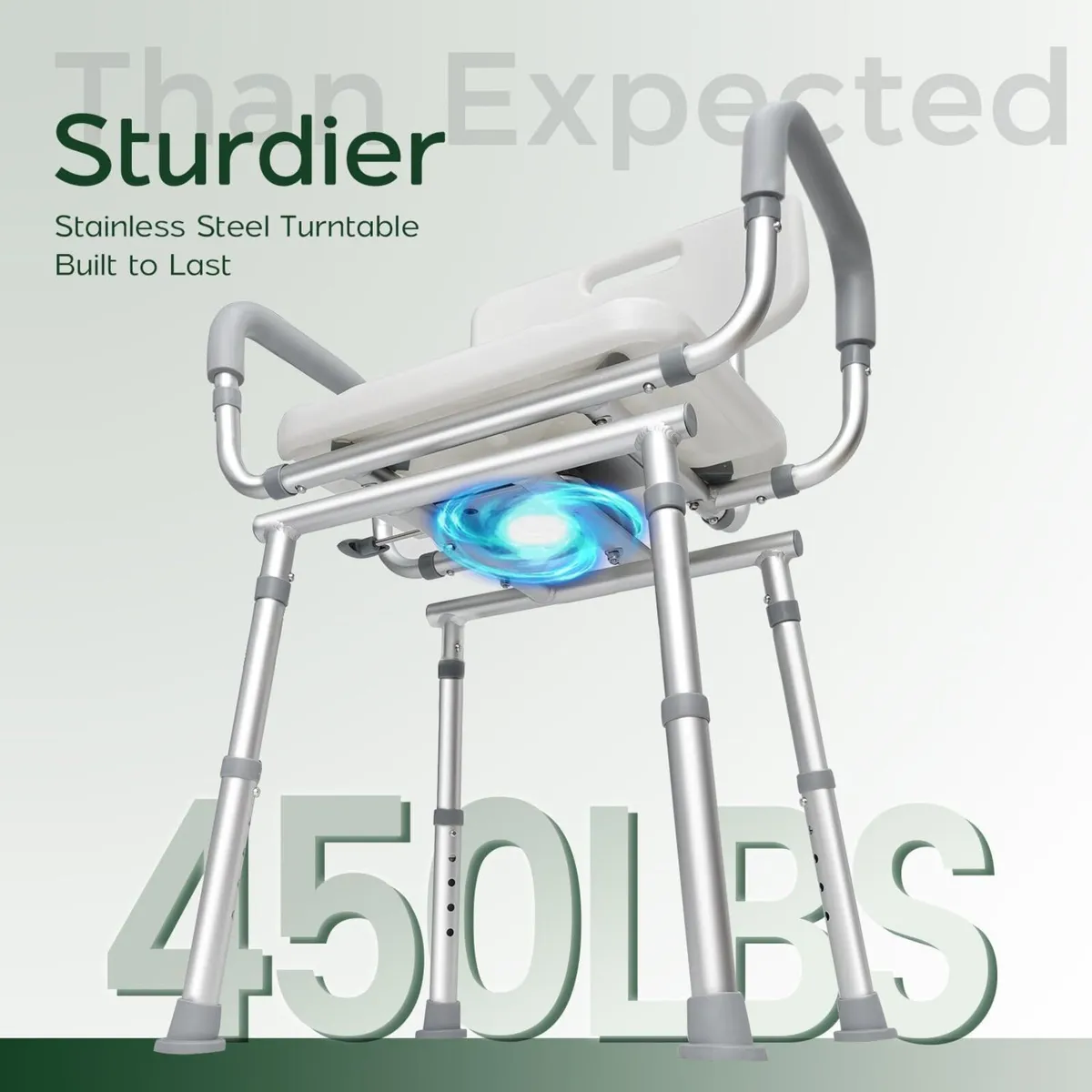 Swivel Shower Chair with Arms and Back Adjustable - Image 4