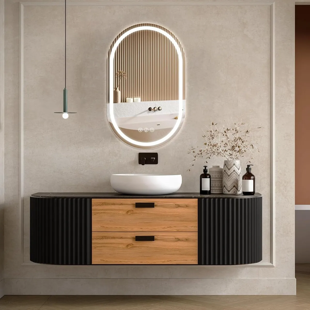 Oval Bluetooth LED Bathroom Mirror with Lights–500 - Image 3