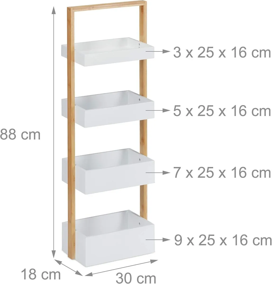 Bathroom Shelf with 4 Shelves Bamboo MDF Narrow - Image 3