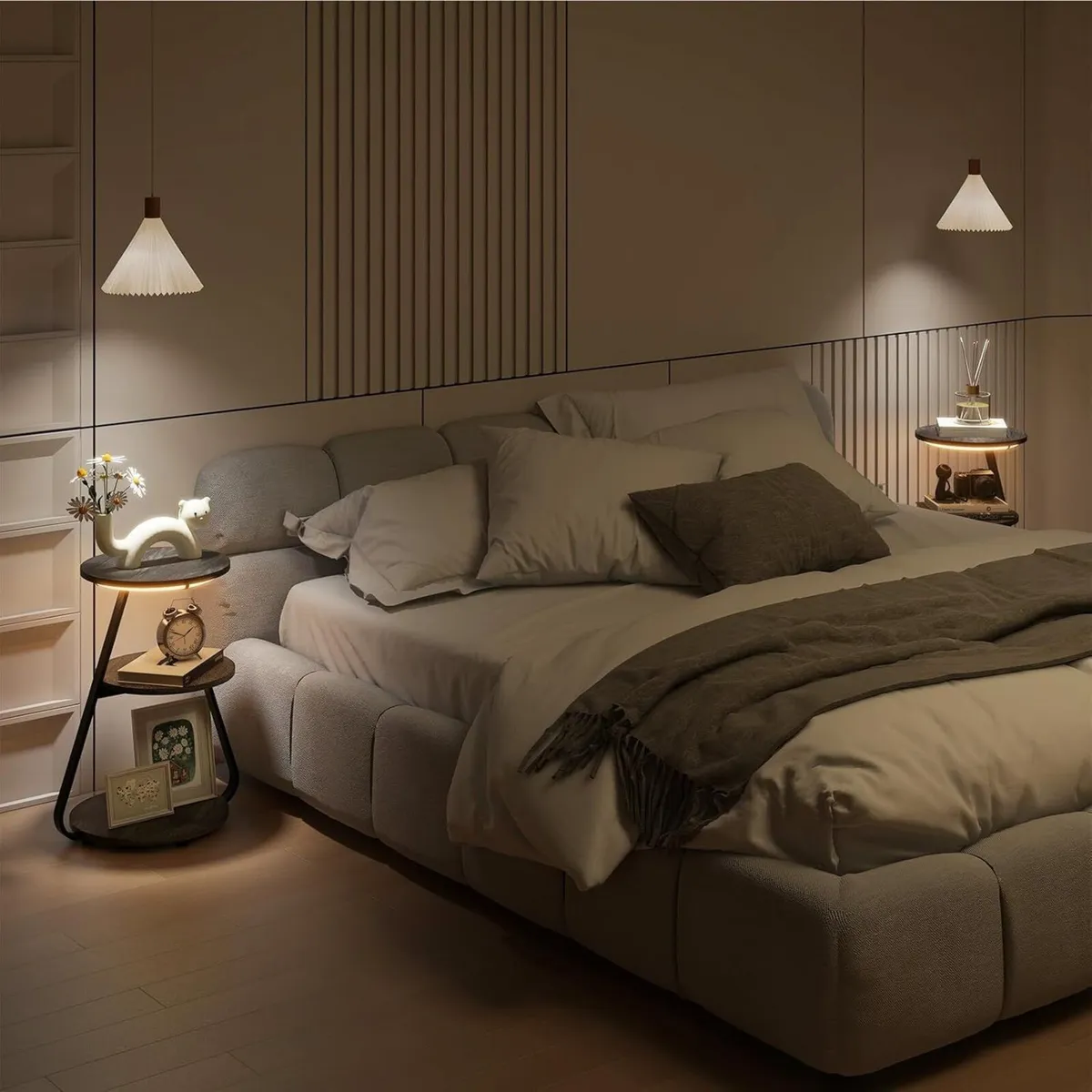 Side Table Set of 2 Bedside Small Coffee with 3 - Image 2