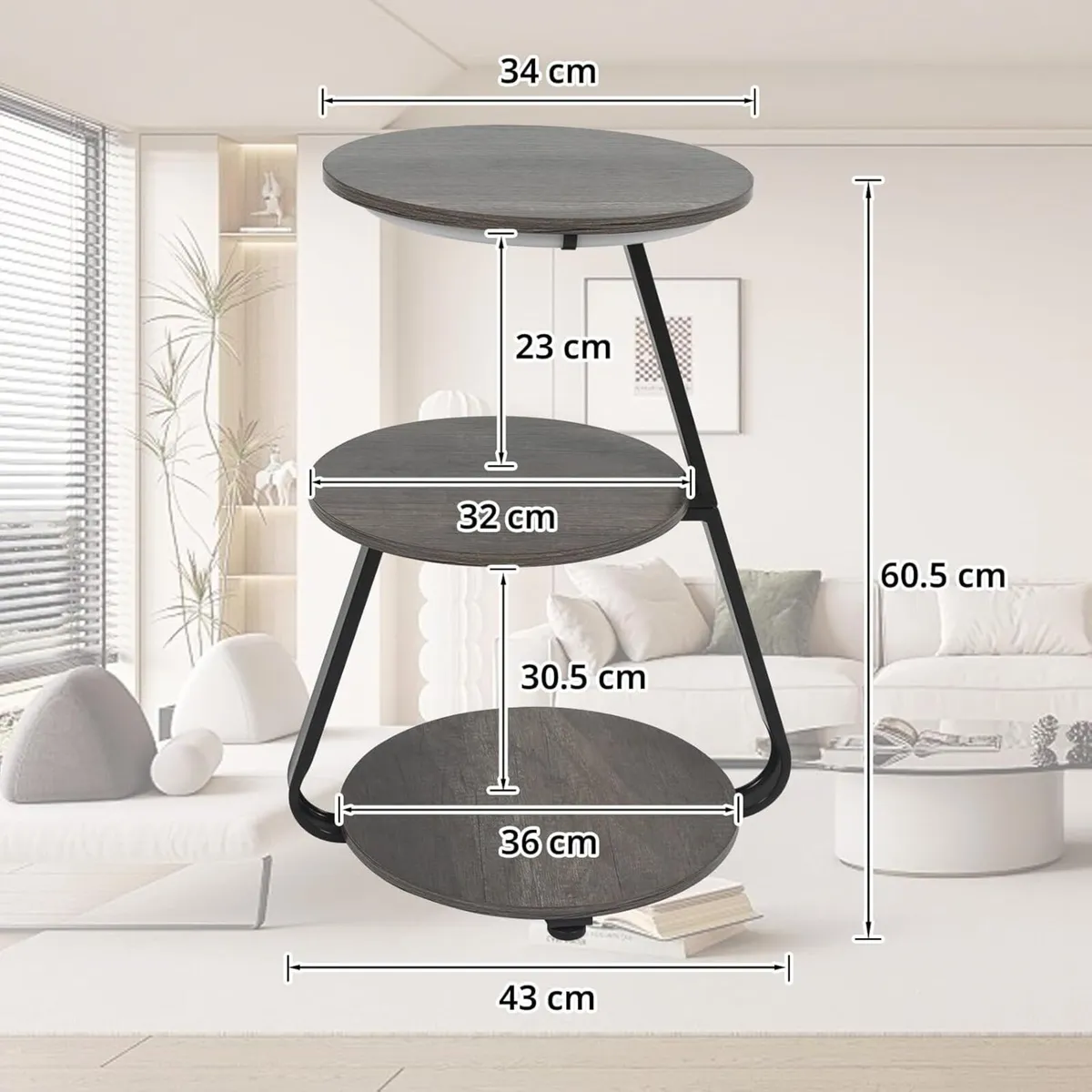 Side Table Set of 2 Bedside Small Coffee with 3 - Image 3