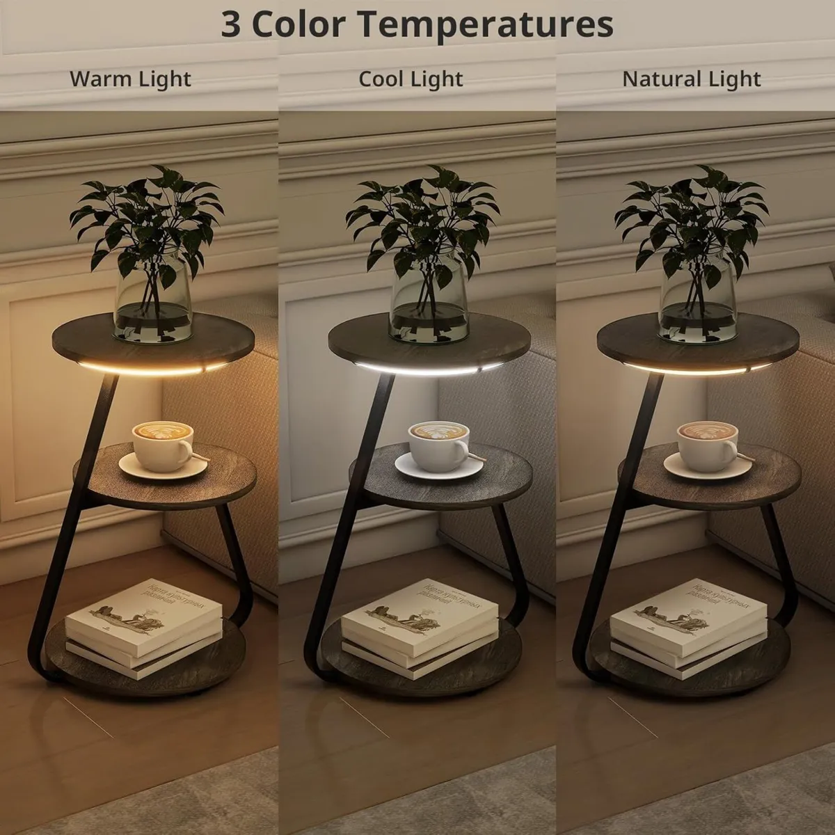 Side Table Set of 2 Bedside Small Coffee with 3 - Image 4