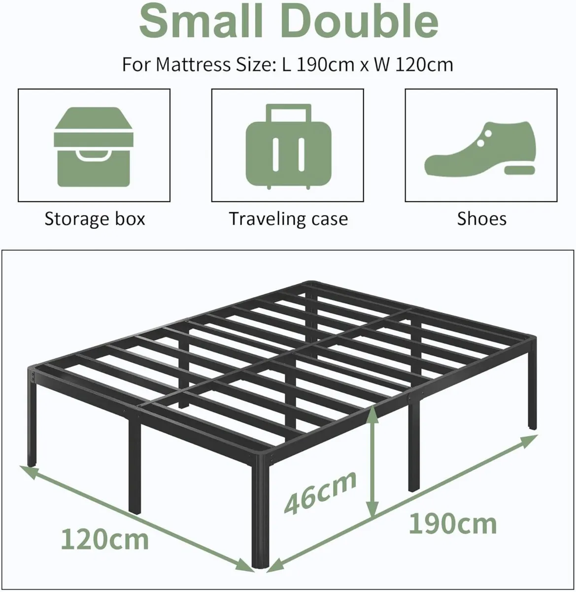 High Small Double Bed Frame 4ft with Rounded - Image 2