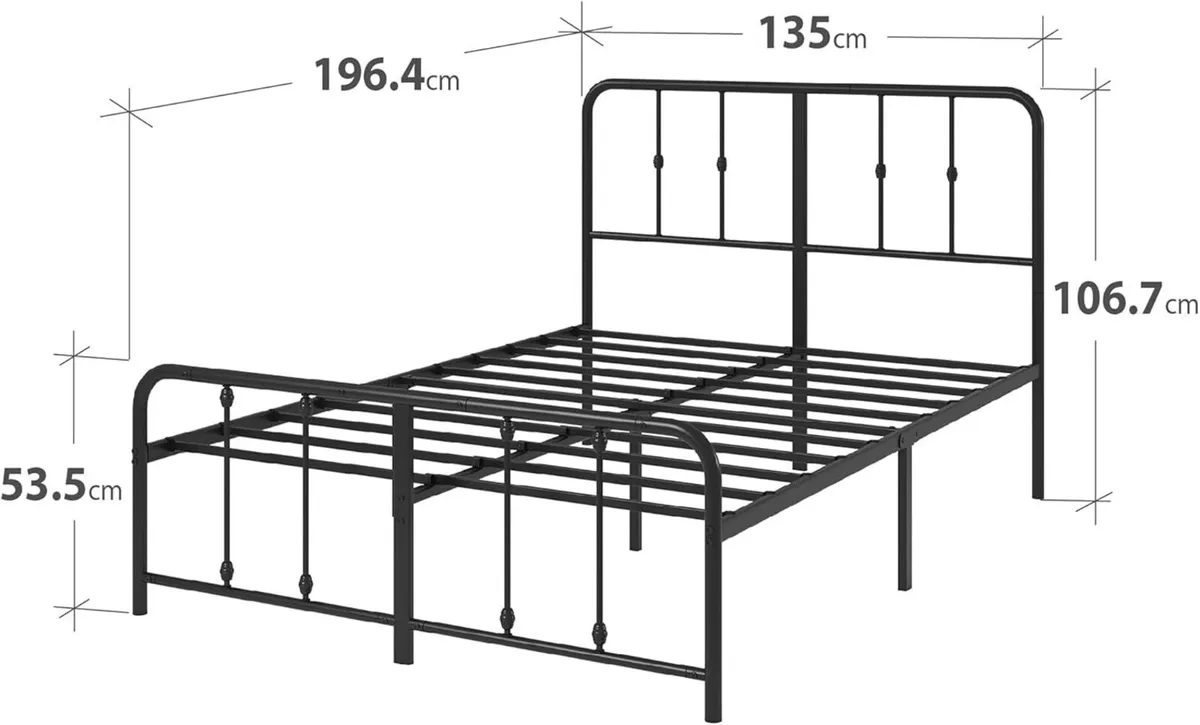 Florence Double Bed Frame with Headboard - 4ft6 - Image 2