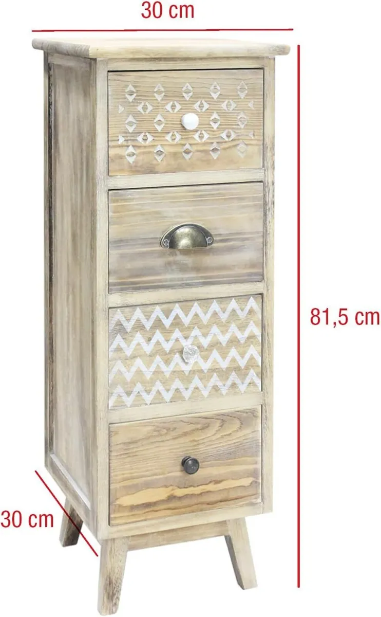 Vintage Wood Bedside Table Small Chest of Drawers - Image 3