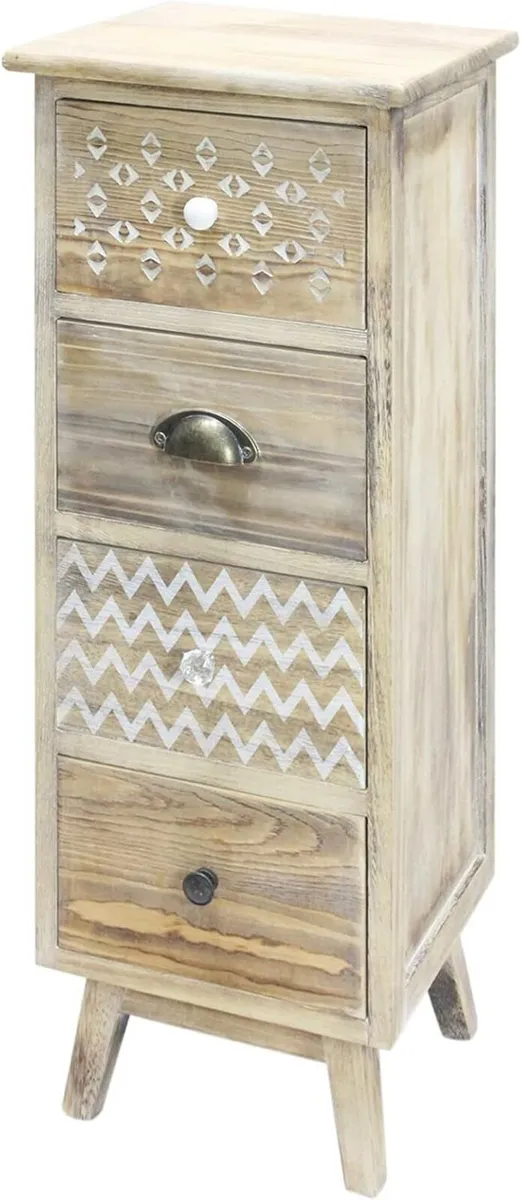 Vintage Wood Bedside Table Small Chest of Drawers - Image 4