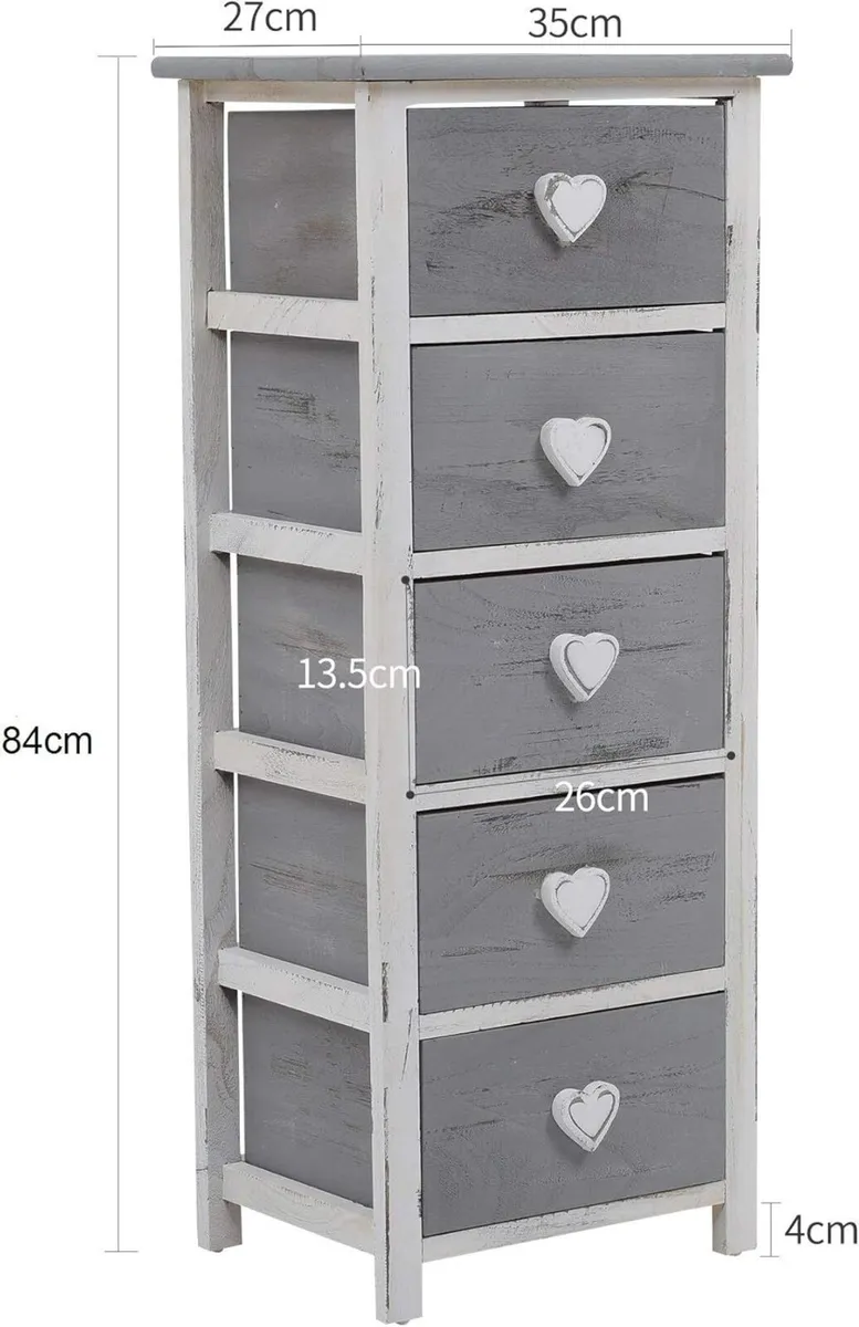 Chest of Drawers Bathroom 5 Paulownia Wood White - Image 3