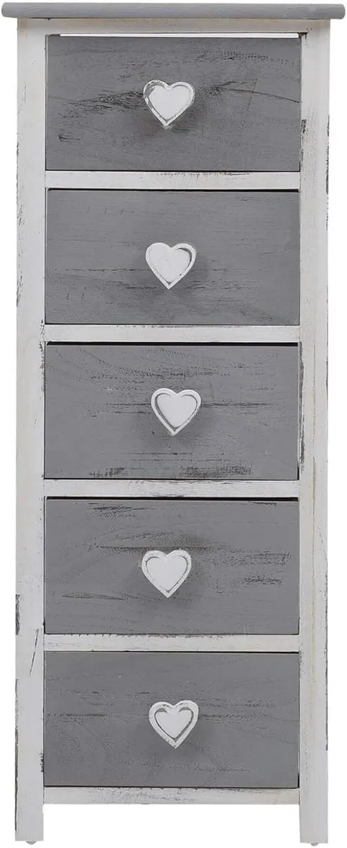 Chest of Drawers Bathroom 5 Paulownia Wood White - Image 1
