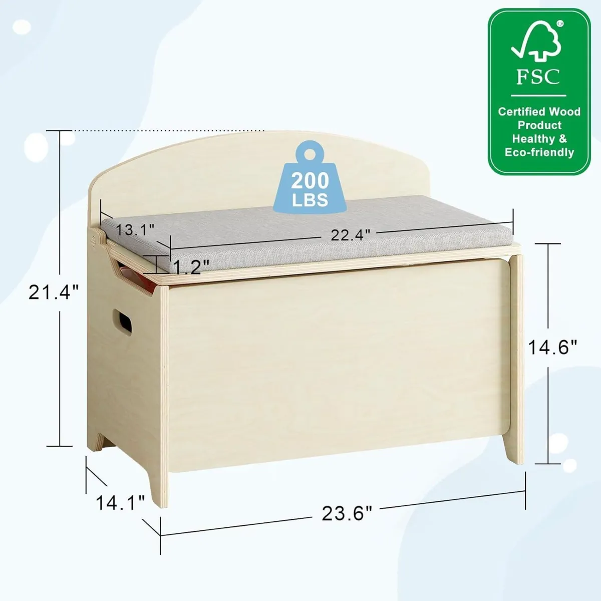 Toy Box and Storage Wooden for Boys Girls Chest - Image 2