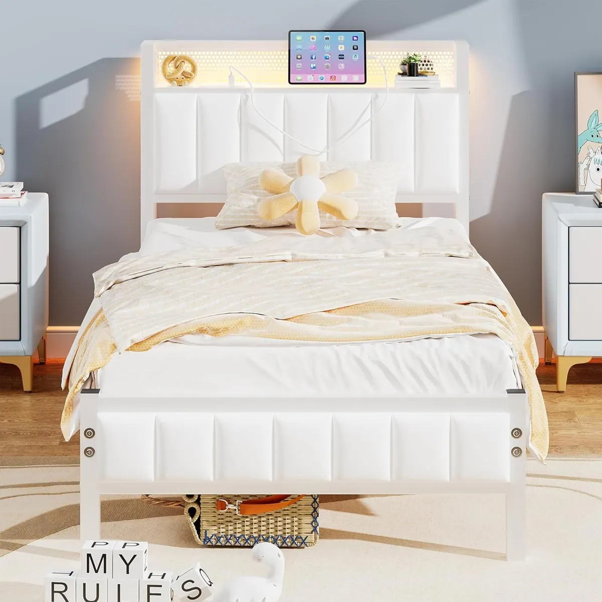 Single Bed Frames with Storage Headboard and - Image 3