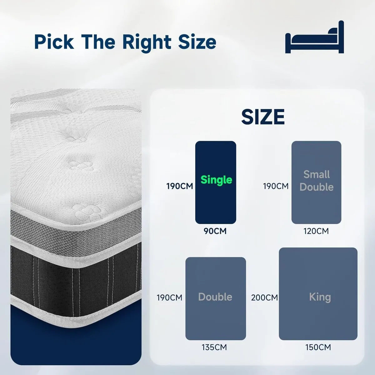 25CM Single Mattress 9 Zone Orthopedic Memory - Image 3