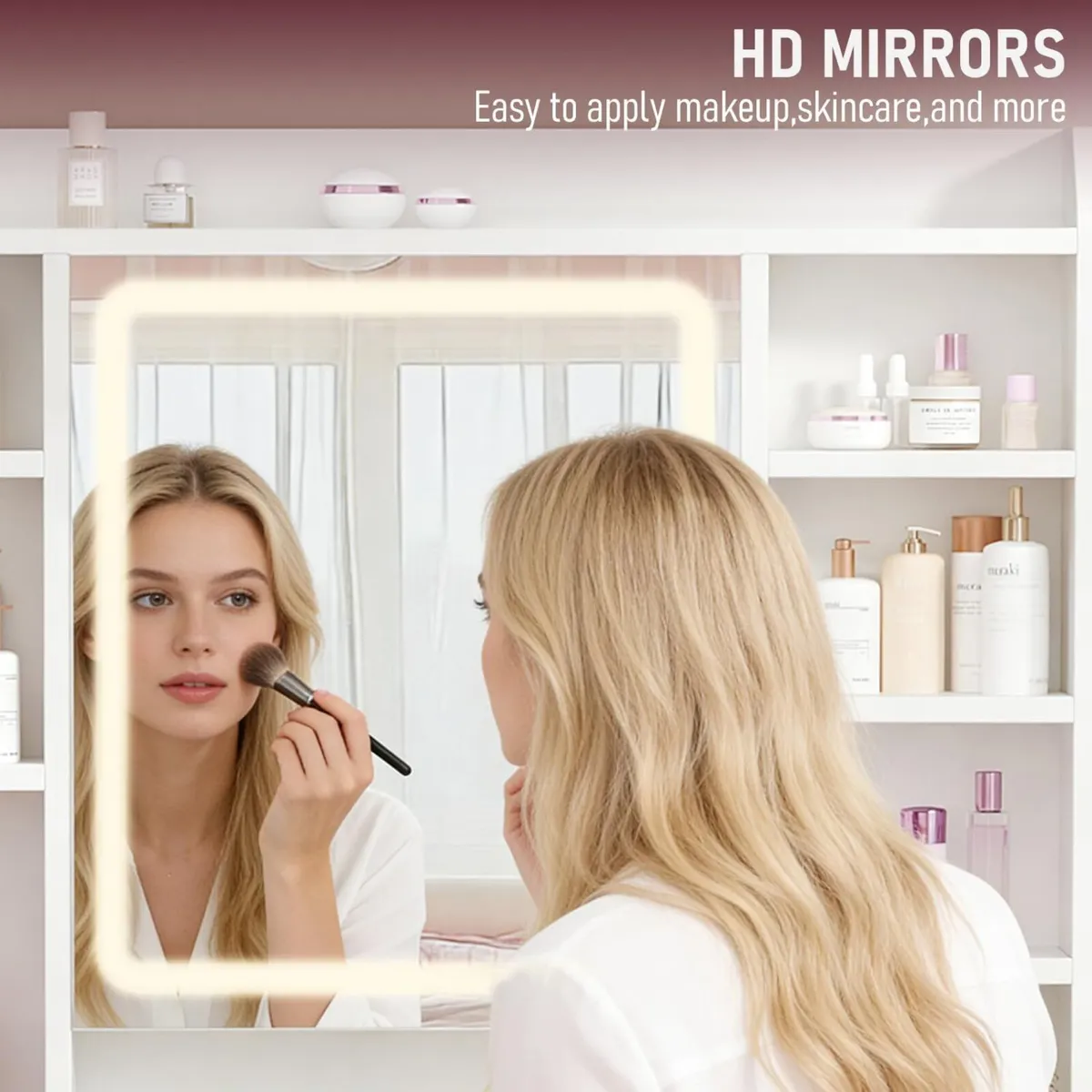 Dressing Table with Mirror and Stool: Vanity-Desk - Image 4