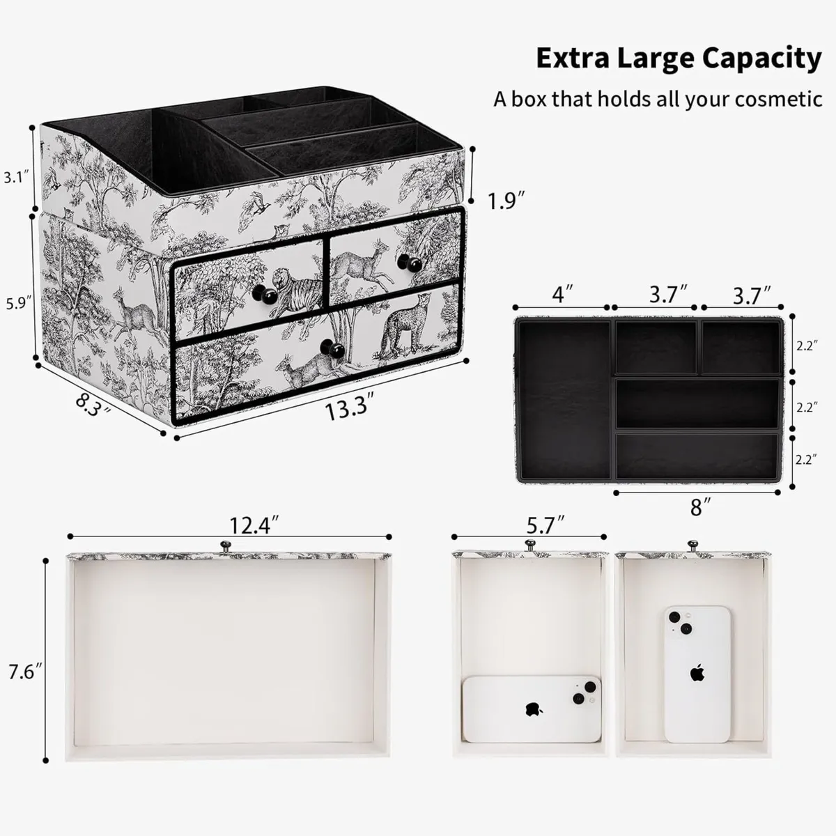 Make Up Cosmetic Organiser 2-Tier 2 Drawers - Image 3