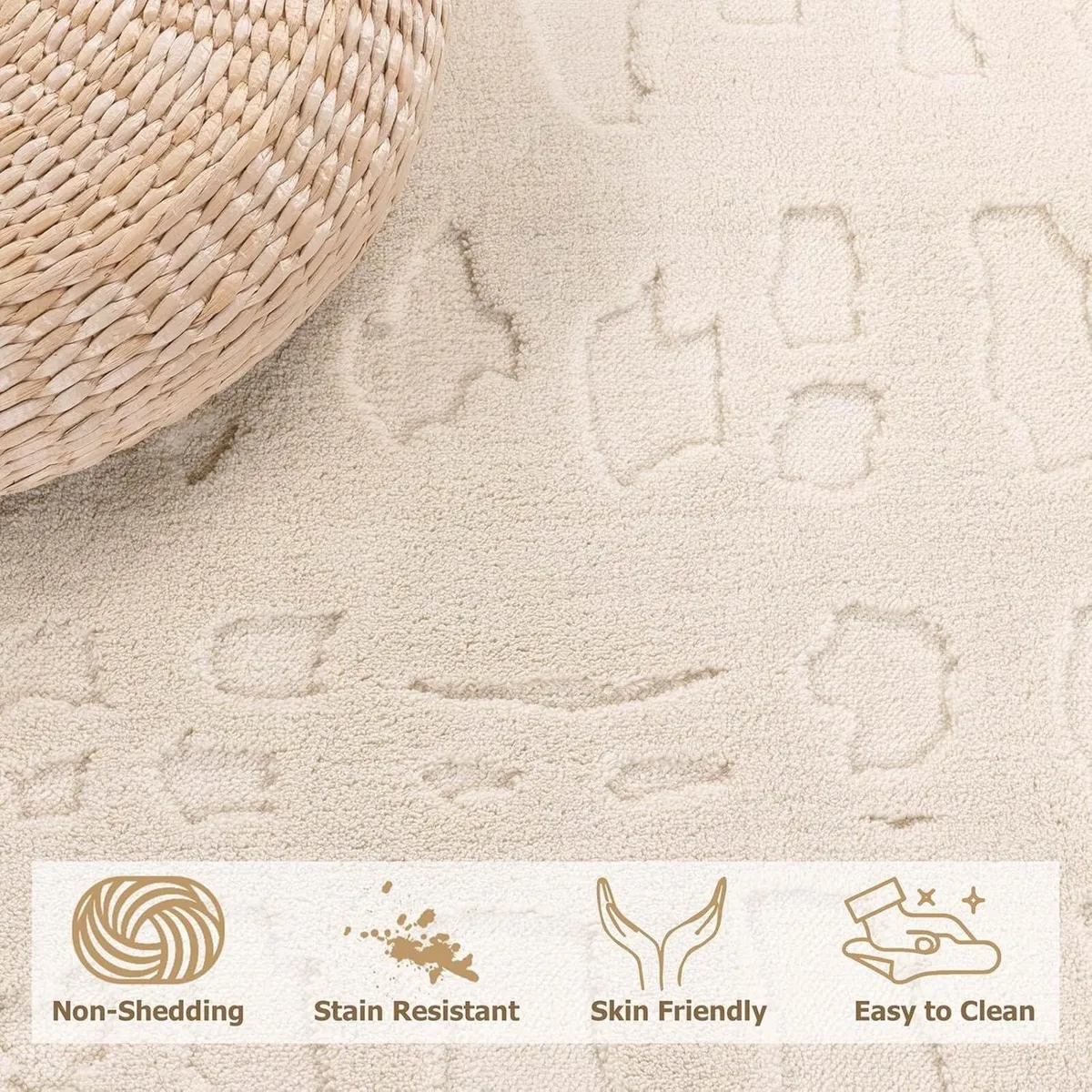 Beige Rug for Living Room 200 x 300 cm Large Soft - Image 4