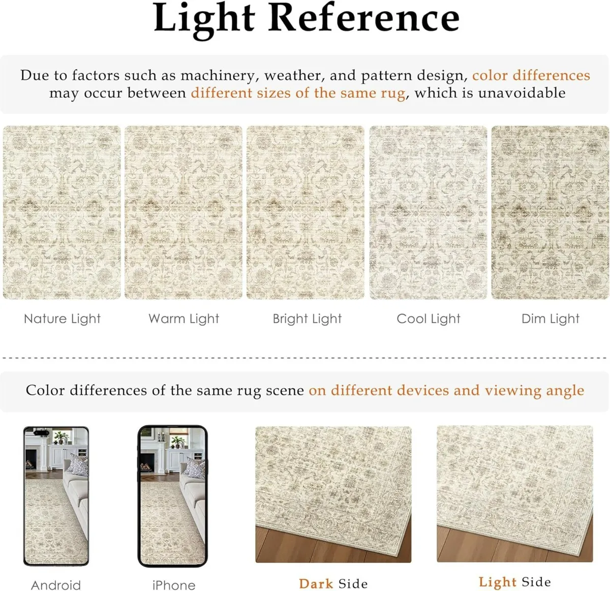 Vintage Beige Rugs Living Room Large 200x300cm - Image 2