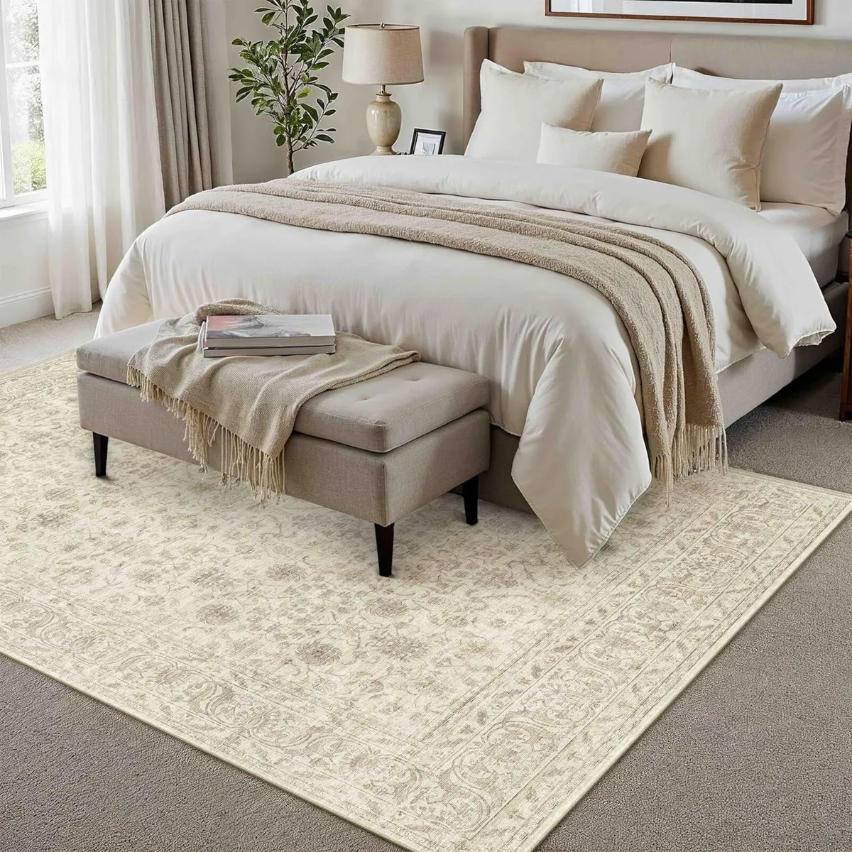 Vintage Beige Rugs Living Room Large 200x300cm - Image 3