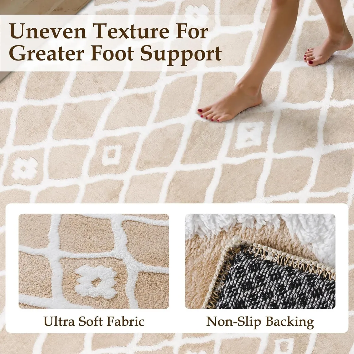 Large Living Room Area Rug 200x300cm Beige - Image 2