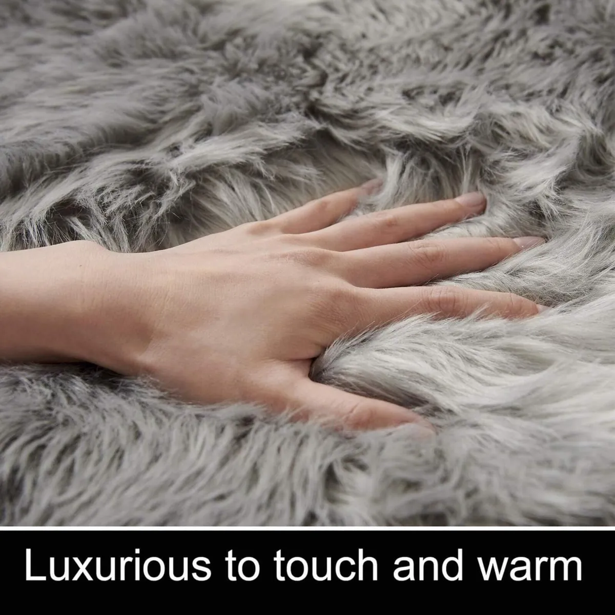 Soft Rugs Living Room Grey Faux Fur Rug Fluffy - Image 4