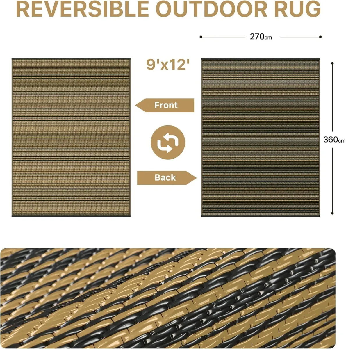 Outdoor Rug 270x360cm Extra Large Waterproof - Image 2