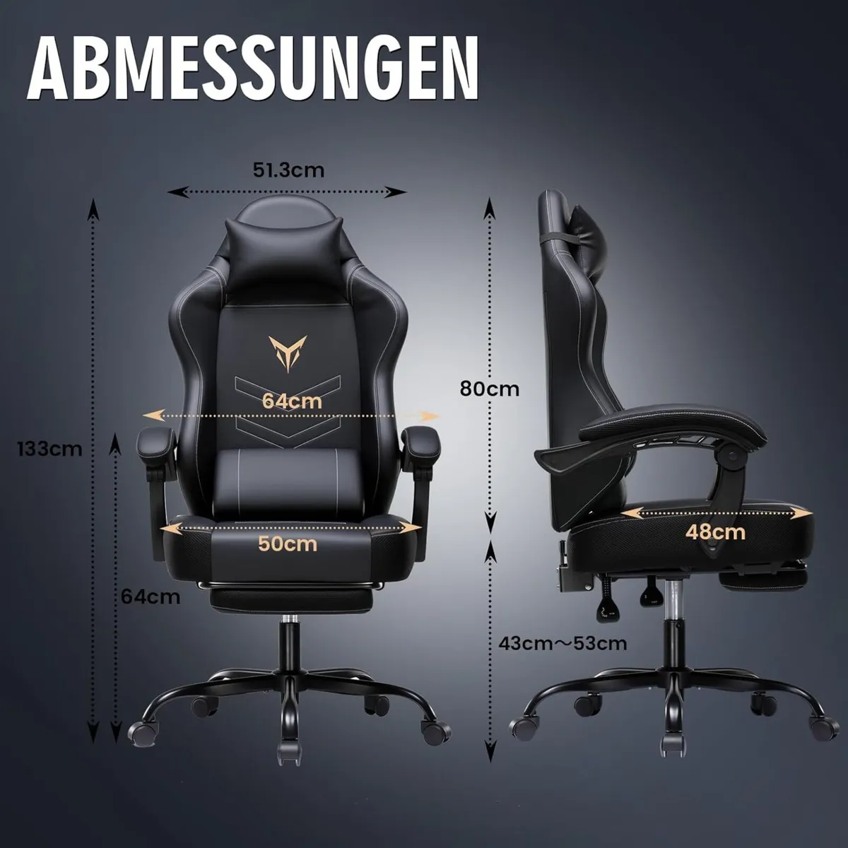 Gaming Chair Ergonomic with Footrest Height - Image 3