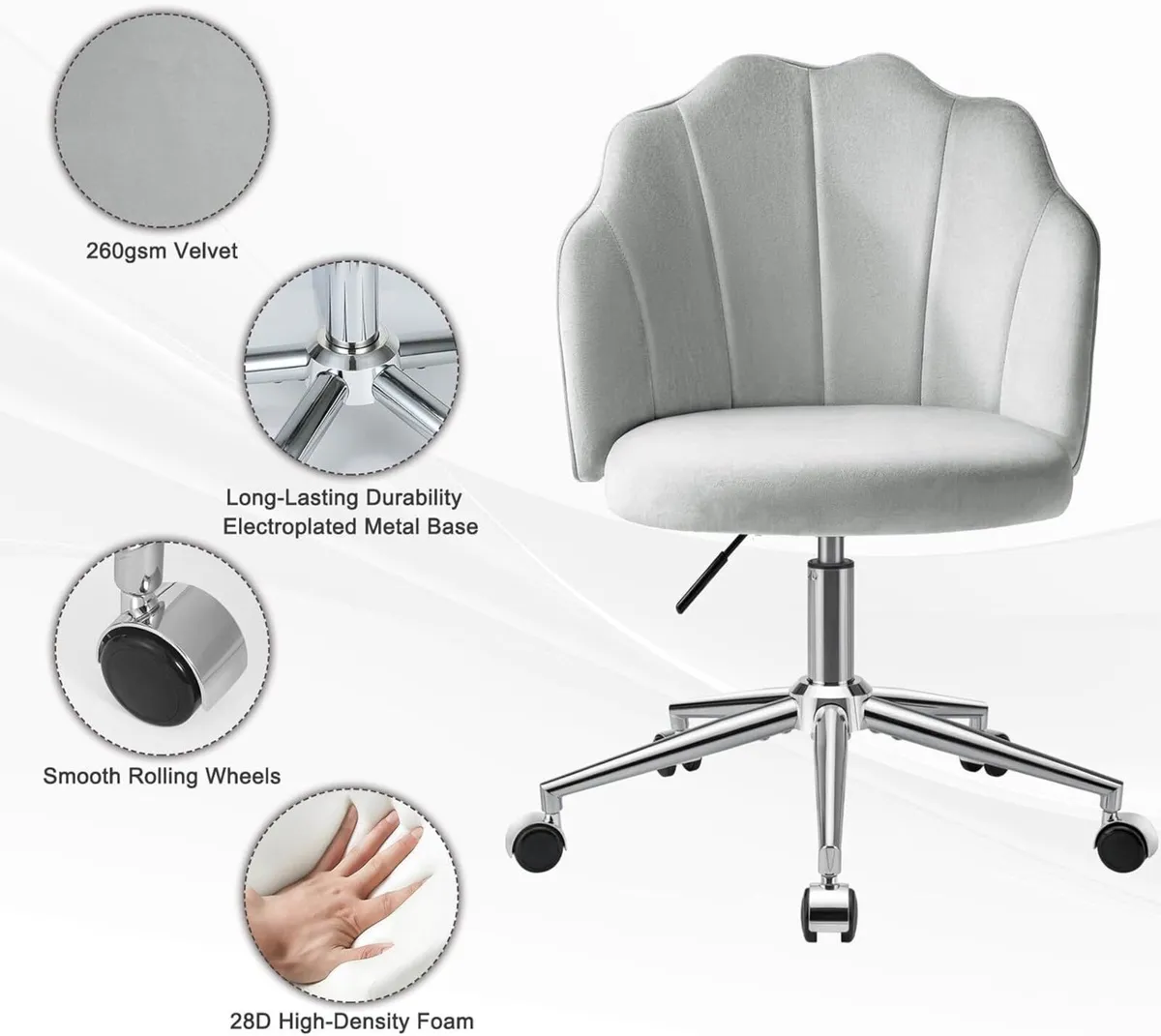 Vanity Chair for Dressing Table with Wheels - Image 4