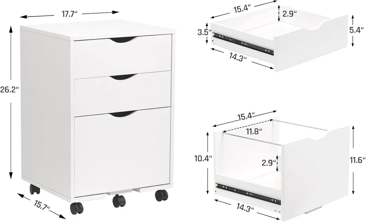Mobile Filling Cabinet with 3-Drawer Wood Desk - Image 3